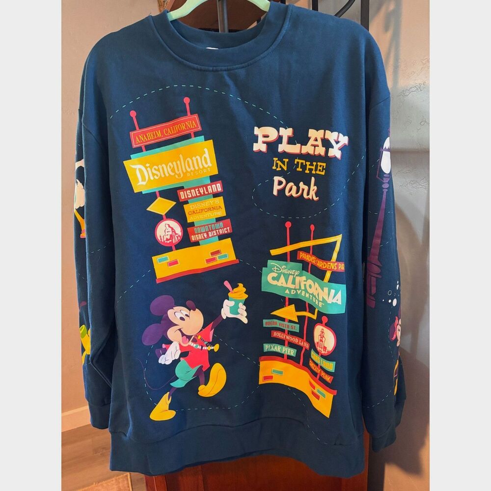 NWT Disney Parks Mickey & Friends Play In The Park Pullover Sweatshirt Sz L